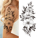 Death Skull Flower Temporary Tattoo For Women Girls Snake Bird Peony Tattoo Sticker Black Fake Blossom Sexy Tatoo Transfer Adult