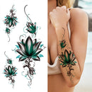 Death Skull Flower Temporary Tattoo For Women Girls Snake Bird Peony Tattoo Sticker Black Fake Blossom Sexy Tatoo Transfer Adult