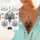 Sexy Black Henna Temporary Tattoos For Women Girls Body Art Decoration Fake Jewelry Chains Waterproof Mandala Flower Tatoos Kit