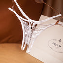 Lace Sexy Thong Ladies Cross Belt Ultra-Thin Hollow Temptation Panties Open File t Pants Eyelash Diamond Cutout Thong Underwear