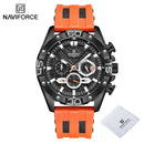 NAVIFORCE Luxury Watches for Men Fashion Silicone Strap Military Waterproof Sport Chronograph Quartz WristWatch Clock With Date