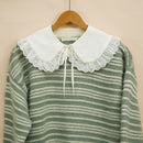Japanese Women Girl Fake Collar Shawl Wrap Hollow Out Floral Lace Ruffled Trim Necklace Lapel Blouse Student Decor Short Capelet