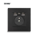 EOMR Wall USB Power Socket 5V 2.1A EU France Belgium Electrical Socket 16A Dual USB Plug IOS Android Phone Charging Ports Socket