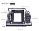 CHIPAL 2nd HDD Caddy 12.7mm 9.5mm SATA 3.0 2.5'' HD Hard Disk Drive Enclosure SSD Case Box For Laptop CD-ROM DVD-ROM Optical Bay