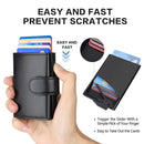 2022 Fashion Aluminum Credit Card Wallet RFID Blocking Trifold Smart Men Wallets 100% Genuine Leather Slim with Coin Pocket