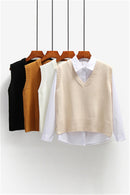Women Sweater Vest Spring 2021 Autumn Women Short Loose Knitted Sweater Sleeveless Ladies V-Neck Pullover Tops Female Outerwear