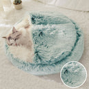 Winter Long Plush Pet Cat Bed Round Cat Cushion Cat House 2 In 1 Warm Cat Basket Cat Sleep Bag Cat Nest Kennel For Small Dog Cat