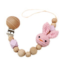 1pc Crochet Bunny Baby Pacifier Clip Chain BPA Free Wooden Beads Appease Soother Chain Clips Newborn Dummy Holder Nipple Clip
