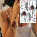 Sexy Black Henna Temporary Tattoos For Women Girls Body Art Decoration Fake Jewelry Chains Waterproof Mandala Flower Tatoos Kit