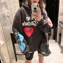 Graffiti Letter Foam Plus Velvet Sweatshirts Men and Women Harajuku Oversized Fleece Hoodie Hip Hop Stranger Things Hooded Hoody