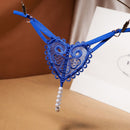 Embroidery Flower Massage Beads G-String Women T Panties Beautiful Sexy Mini Buttocks Low Rise Whore Thong Briefs Lingeries