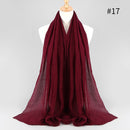 2021 NEW Flocked Bubble Cotton Scarf Hijabs For Muslim Women Soild Color Breathable Islamic Headscarf Arab Head Scarves