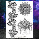 Sexy Black Henna Temporary Tattoos For Women Girls Body Art Decoration Fake Jewelry Chains Waterproof Mandala Flower Tatoos Kit