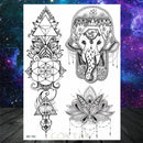 Sexy Black Henna Temporary Tattoos For Women Girls Body Art Decoration Fake Jewelry Chains Waterproof Mandala Flower Tatoos Kit