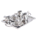 10Pcs/Set 1/12 Dollhouse Miniature Silver Metal Tea Coffee Tray Tableware Set For Dollhouse Decoration