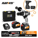 NANWEI 21V 13mm Cordless Drill Industrial Grade Brushless Impact Drill 1/2" Metal Auto-locking Chuck Ice Drill Fishing