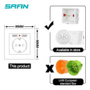 SRAN EU Power socket socket with usb for home,Dual Usb plug 5V 2A PC Panel 86*86mm Usb wall socket Smart LED ON/OFF 16A Outlets