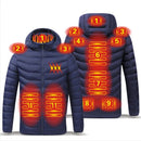 2021 NWE Men Winter Warm USB Heating Jackets Smart Thermostat Pure Color Hooded Heated Clothing Waterproof Warm Jackets