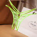 Lace Sexy Thong Ladies Cross Belt Ultra-Thin Hollow Temptation Panties Open File t Pants Eyelash Diamond Cutout Thong Underwear