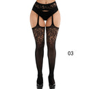 Sexy Solid Striped Elastic High Waist Transparent Stockings Lingerie Garter Fishnet Pantyhose Open Crotch Tights