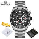 NAVIFORCE Watches For Men 2022 Luxury Original Classic Quartz Clock Analog Chronograph Sports Waterproof Steel Band Wrist Watch
