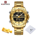 Luxury Brand NAVIFORCE Digital Sport Watch For Men Steel Band Waterproof Chronograph Alarm Clock Luminous Quartz Wrist watch Man
