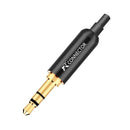1pc Aluminum Jack 3.5 Earphone Plug with Tail plug clamps 3.5mm 3 pole Stereo Male Plug Gold Plated Wire Connector