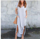 Plus Size 5XL Sexy Women Dress Summer 2021 Solid Casual Short Sleeve Maxi Dress For Women Long Dress Free Shipping Lady Dresses