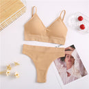 2PC Underwear Set Women Seamless Bra Set Wireless Bra Sexy High Waisted Female Underpants Comfortable Basic Bralette Lingerie