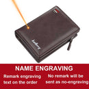 Fashion Men Wallets Name Engraving Zipper Card Holder High Quality Male Purse New PU Leather Coin Holder Men Wallets Carteria