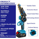 6 Inch Handheld Electric Saw.2PCS Lithium Battery with Indicator.Portable Mini Pruning Chainsaw Garden Woodworking Cutting Tool