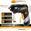 DEKO DKCS3.6O1/DCS3.6DU2 Electric Cordless Screwdriver Keyless Chuck Charging Battery