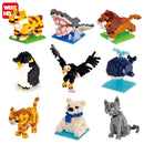 Mini Building Blocks 3D Animal Diamond Model Micro Bricks Dog Cat Bird Moose Wolf Panda Macaw Toys For Children Birthday Gifts