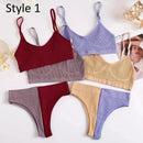 2PC Underwear Set Women Seamless Bra Set Wireless Bra Sexy High Waisted Female Underpants Comfortable Basic Bralette Lingerie