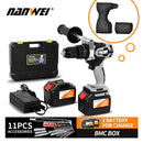 NANWEI 21V 13mm Cordless Drill Industrial Grade Brushless Impact Drill 1/2" Metal Auto-locking Chuck Ice Drill Fishing