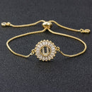 Nidin Hot Sale A-Z Initial Micro Pave Cubic Zircon Letter Charm Chain Bracelets Adjustable For Women Lovers Jewelry Gift Bangle