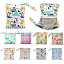 Baby Diaper Bag Cartoon Print Waterproof Wet Dry Nappy Zipper Handbag Stroller Carry Pack Travel Outdoor Wet Diaper Storage Bags