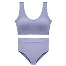 CINOON Sexy Seamless Tops Set High Waist Panties Women Wireless Underwear Suit Soft Padded Bras Set Backless Bralette Lingerie