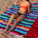 Boho Ethnic Style Beach Blanket Beach Towel Tassels Throw Rug Mexican Style Blankets Picnic Blanket Handmade Striped Tablecloth