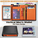 TEEHON Carbon Fiber Leather Men Wallet Coin Pocket RFID Credit Card Holder Half Span Design Black Purse