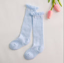 New Kids Socks Toddlers Girls Big Bow Knee High Long Soft Cotton Lace baby Socks Kids Solid Colour Cute Bow Girls Socks