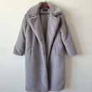 Winter Women High Quality Faux Rabbit Fur Coat Luxury Long Fur Coat Loose Lapel OverCoat Thick Warm Plus Size Female Plush Coats