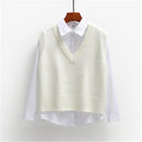 Women Sweater Vest Spring 2021 Autumn Women Short Loose Knitted Sweater Sleeveless Ladies V-Neck Pullover Tops Female Outerwear