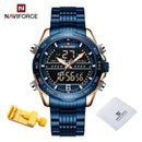 Luxury Brand NAVIFORCE Digital Sport Watch For Men Steel Band Waterproof Chronograph Alarm Clock Luminous Quartz Wrist watch Man
