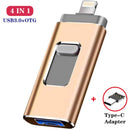 For iphone Lightning ios OTG flash drive memory stick type c pendrive type-c USB Flash Drive 16GB 32GB 64GB pen drive usb3.0