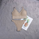 ATHVOTAR 2PCS Bra Sets Seamless Underwear Set Ribbed Bra Top Low-Waist Women Panties Female Bralette Lingerie New