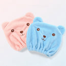 Children Cute Bear Bathing Drying Towel Head Wrap Soft Cotton Microfiber Quickly Dry Hair Elastic Hat Hair Turban For Girl