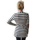 Elegant Design Women Autumn Winter Long Sleeve Cardigan Casual Stripe Pattern Lady Cotton Keep Warm Coat Cardigan