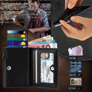 Carbon Fiber Leather Business Metal Aluminum Wallet for Men RFID Blocking 100% Genuine Leather Slim Pop Up Card Holders