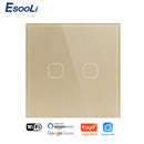 EsooLi Tuya Smart Life Glass Panel EU/UK Standard Touch Switch Zero/Single Fire Line Voice Control Light Wireless Wall Switch